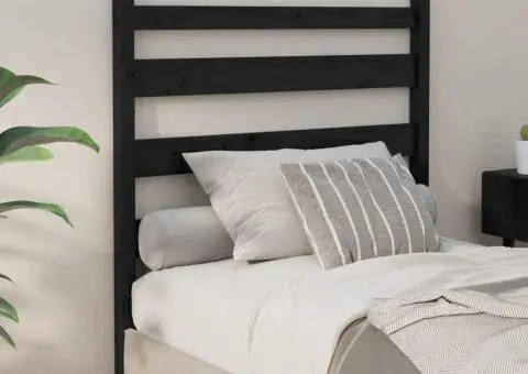 Tăblie de pat, negru, 96x4x100 cm, lemn masiv de pin - 1/5