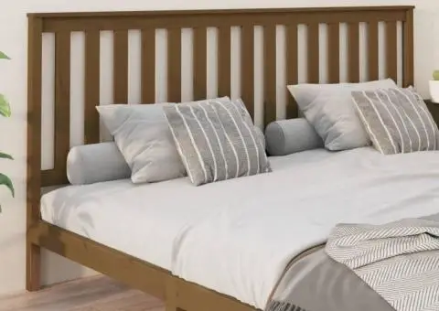 Tăblie de pat, maro miere, 206x6x101 cm, lemn masiv de pin - 4/5