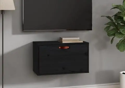 Dulap de perete, negru, 60x30x35 cm, lemn masiv de pin - 1/5