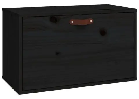 Dulap de perete, negru, 60x30x35 cm, lemn masiv de pin - 2/5