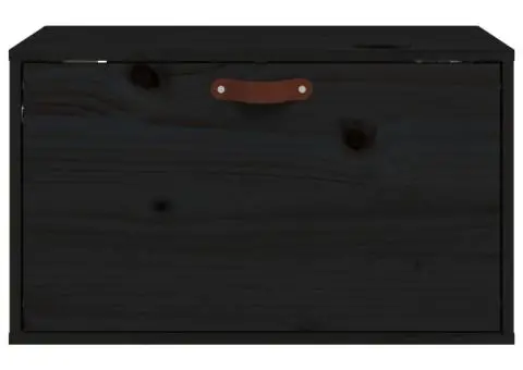 Dulap de perete, negru, 60x30x35 cm, lemn masiv de pin - 3/5