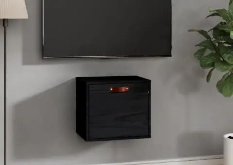 Dulap de perete, negru, 40x30x35 cm, lemn masiv de pin - 1/5