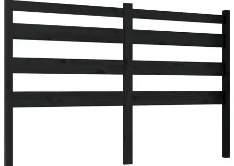 Tăblie de pat, negru, 141x4x100 cm, lemn masiv de pin - 2/5