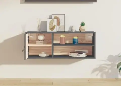 Dulap de perete, gri, 80x30x30 cm, lemn masiv de pin - 3/5