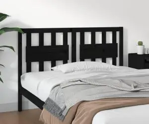 vidaXL Tăblie de pat, negru, 140,5x4x100 cm, lemn masiv de pin