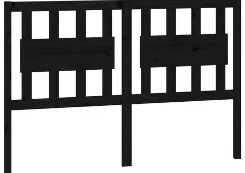 Tăblie de pat, negru, 140,5x4x100 cm, lemn masiv de pin - 2/5