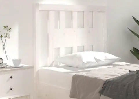 Tăblie de pat, alb, 96x4x100 cm, lemn masiv de pin - 1/5