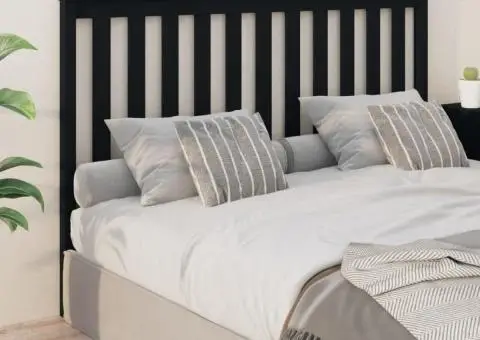 Tăblie de pat, negru, 166x6x101 cm, lemn masiv de pin - 1/5