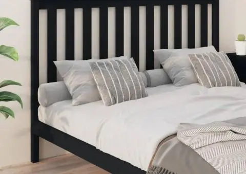 Tăblie de pat, negru, 166x6x101 cm, lemn masiv de pin - 4/5
