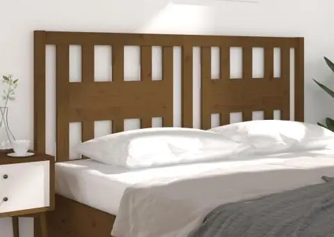 Tăblie de pat, maro miere, 206x4x100 cm, lemn masiv de pin - 4/5