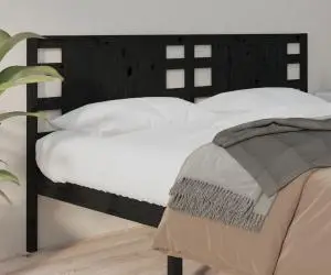 vidaXL Tăblie de pat, negru, 206x4x100 cm, lemn masiv de pin
