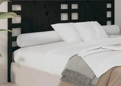 Tăblie de pat, negru, 206x4x100 cm, lemn masiv de pin - 4/5