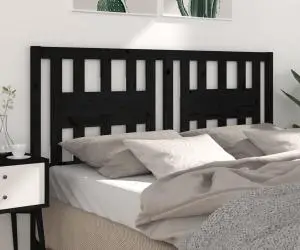 vidaXL Tăblie de pat, negru, 156x4x100 cm, lemn masiv de pin