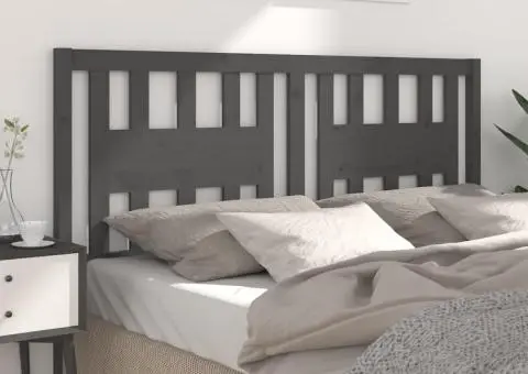 Tăblie de pat, gri, 186x4x100 cm, lemn masiv de pin - 1/5