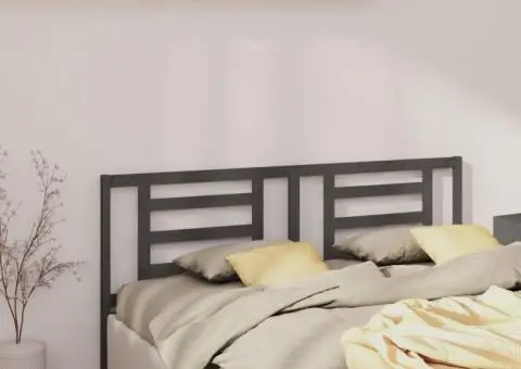 Tăblie de pat, gri, 156x4x100 cm, lemn masiv de pin - 1/5