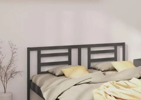 Tăblie de pat, gri, 156x4x100 cm, lemn masiv de pin - 4/5