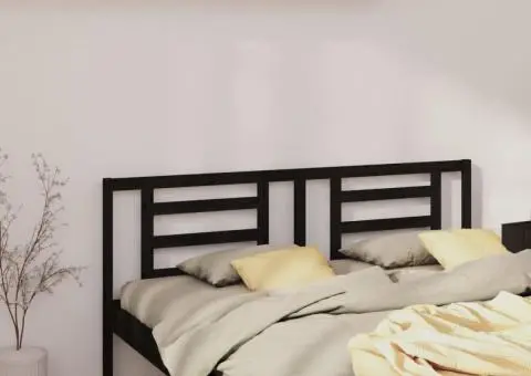 Tăblie de pat, negru, 206x4x100 cm, lemn masiv de pin - 4/5