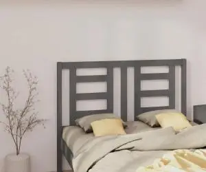 vidaXL Tăblie de pat, gri, 126x4x100 cm, lemn masiv de pin