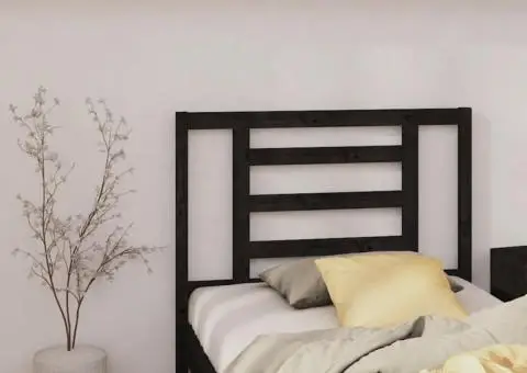 Tăblie de pat, negru, 96x4x100 cm, lemn masiv de pin - 1/5