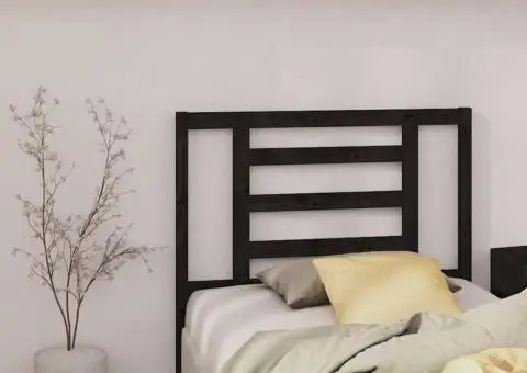 Tăblie de pat, negru, 96x4x100 cm, lemn masiv de pin - 4/5