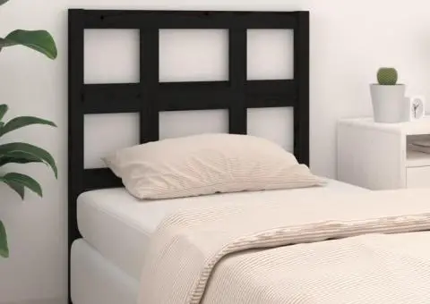 Tăblie de pat, negru, 80,5x4x100 cm, lemn masiv de pin - 1/5