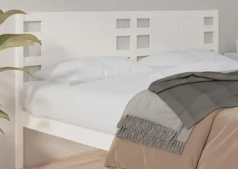 Tăblie de pat, alb, 126x4x100 cm, lemn masiv de pin - 1/5