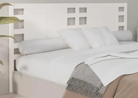 Tăblie de pat, alb, 126x4x100 cm, lemn masiv de pin - 5/5