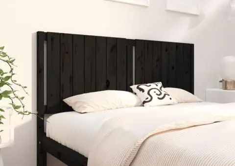 Tăblie de pat, negru, 165,5x4x100 cm, lemn masiv de pin - 1/5
