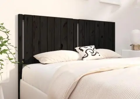 Tăblie de pat, negru, 165,5x4x100 cm, lemn masiv de pin - 4/5