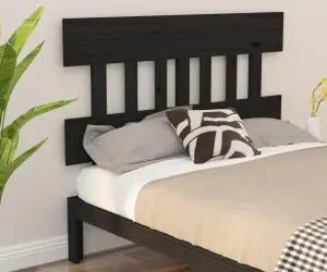 vidaXL Tăblie de pat, negru, 143,5x3x81 cm, lemn masiv de pin