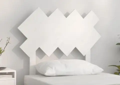 Tăblie de pat, alb, 92x3x81 cm, lemn masiv de pin - 1/5