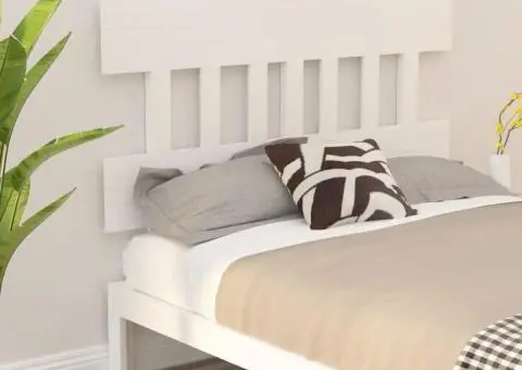 Tăblie de pat, alb, 153,5x3x81 cm, lemn masiv de pin - 1/5