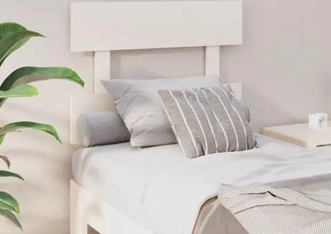 Tăblie de pat, alb, 103,5x3x81 cm, lemn masiv de pin - 1/5