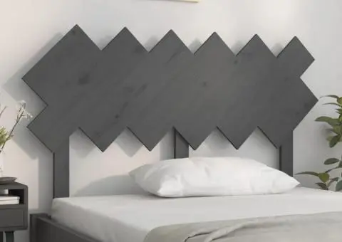 Tăblie de pat, gri, 132x3x81 cm, lemn masiv de pin - 3/5