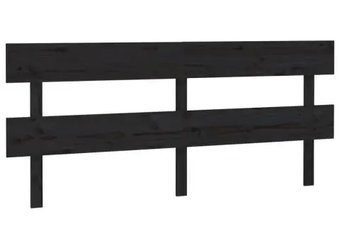 Tăblie de pat, negru, 204x3x81 cm, lemn masiv de pin - 2/5