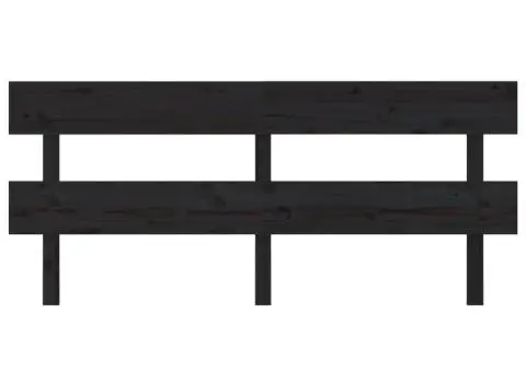 Tăblie de pat, negru, 204x3x81 cm, lemn masiv de pin - 3/5