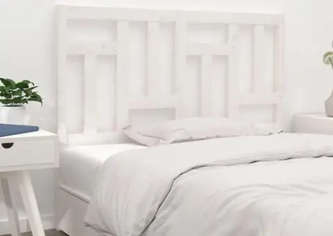 Tăblie de pat, alb, 155,5x4x100 cm, lemn masiv de pin - 1/5