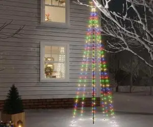 vidaXL Brad de Crăciun, 310 LED-uri colorate, 300 cm, cu țăruș