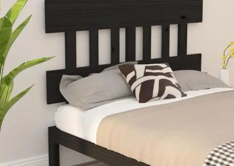 Tăblie de pat, negru, 183,5x3x81 cm, lemn masiv de pin - 4/5