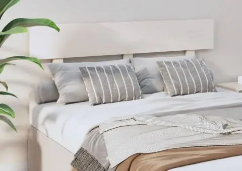 Tăblie de pat, alb, 124x3x81 cm, lemn masiv de pin - 4/5