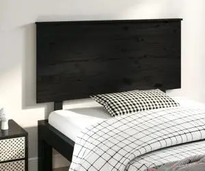 vidaXL Tăblie de pat, negru, 124x6x82,5 cm, lemn masiv de pin