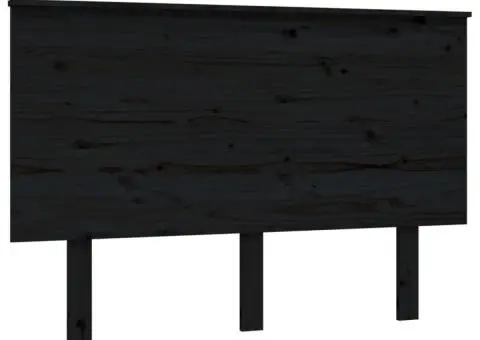 Tăblie de pat, negru, 124x6x82,5 cm, lemn masiv de pin - 2/5