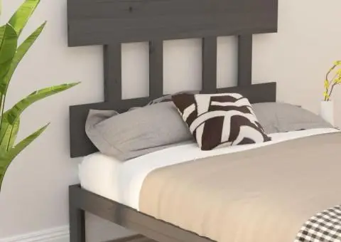 Tăblie de pat, gri, 103,5x3x81 cm, lemn masiv de pin - 1/5