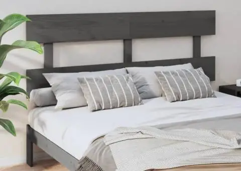 Tăblie de pat, gri, 154x3x81 cm, lemn masiv de pin - 1/5