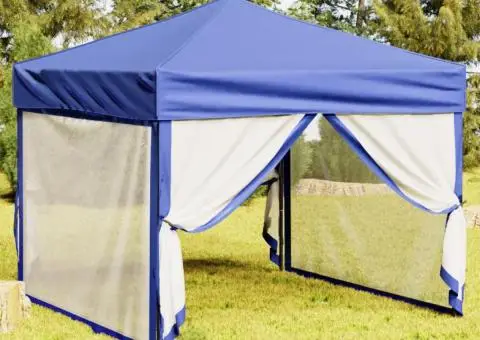 Cort pliabil pentru petrecere, pereți laterali, albastru, 3x3 m - 1/5