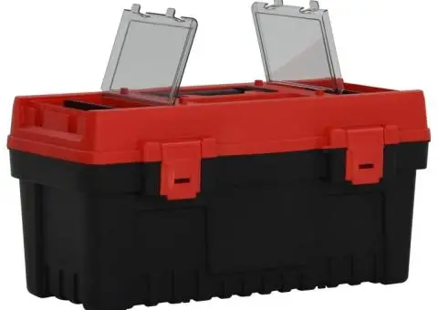 Set de cutii de scule, 2 piese, negru și roșu, polipropilenă - 4/5