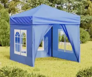 vidaXL Cort pliabil pentru petrecere, pereți laterali, albastru, 2x2 m