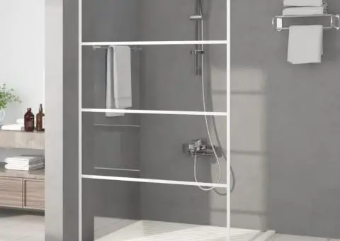 Paravan duș walk-in, alb, 115x195 cm, sticlă ESG transparentă - 1/5