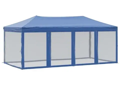 Cort pliabil pentru petreceri cu pereți laterali albastru 3x6 m - 2/5