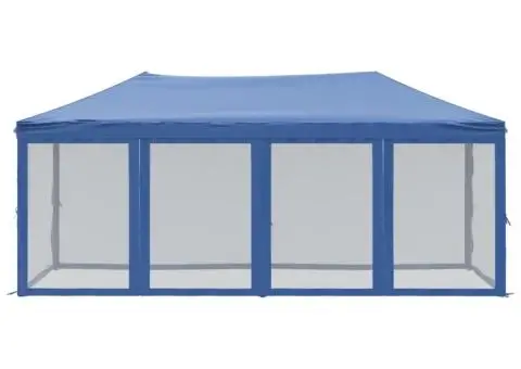 Cort pliabil pentru petreceri cu pereți laterali albastru 3x6 m - 3/5